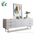 Wooden Cabinet White Marble TV Bench Storage Cabinet